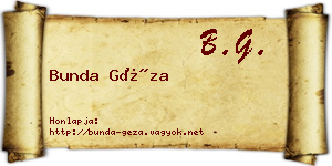 Bunda Géza névjegykártya