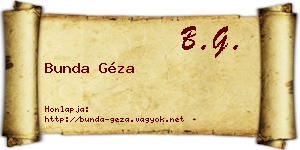Bunda Géza névjegykártya
